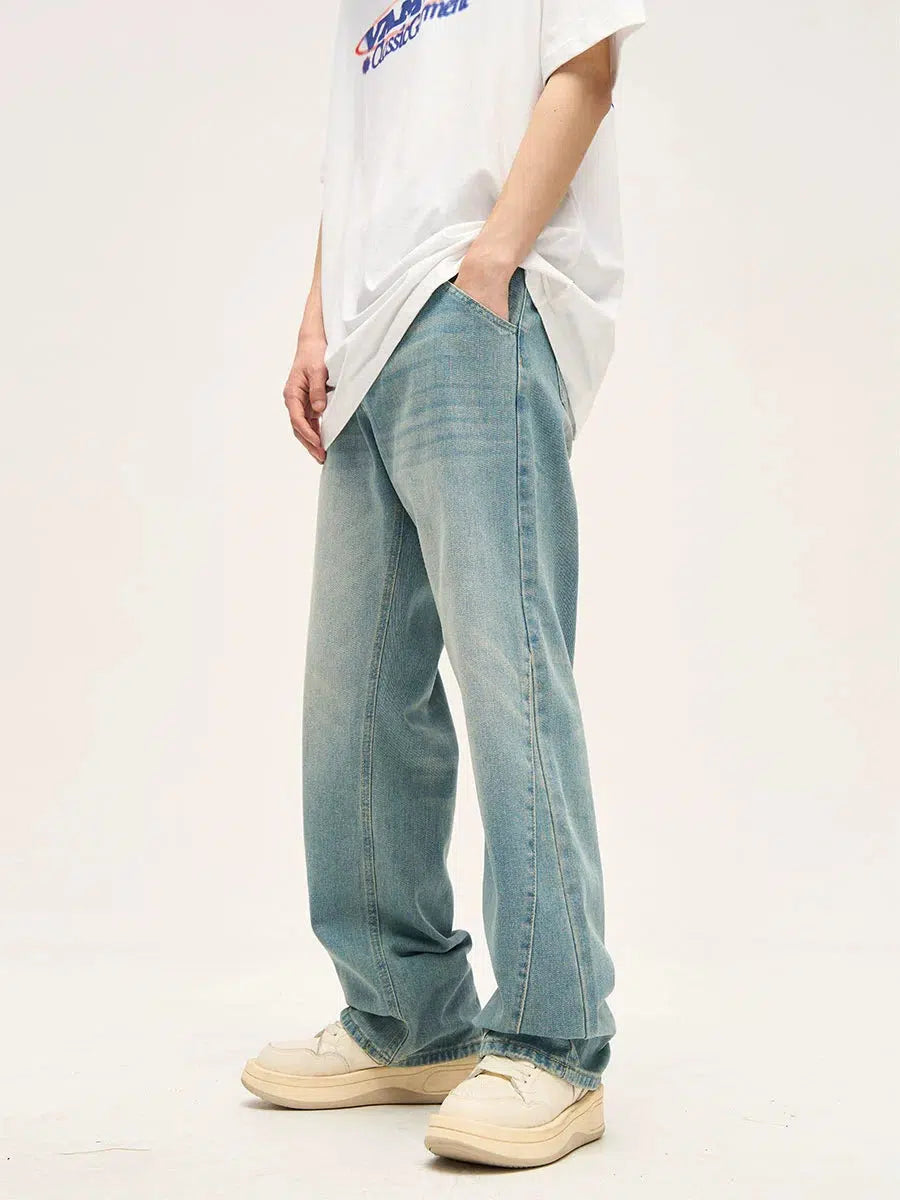 Distressed women jeans for a trendy and edgy lookBasic Light Blue Straight-leg Jeans