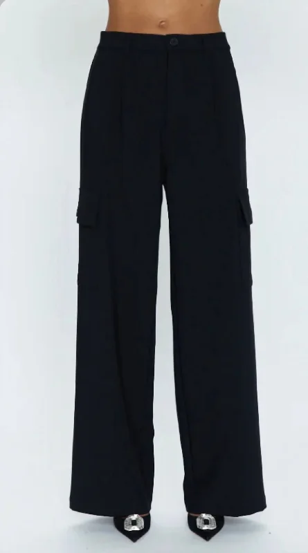 Women's Tight Trousers with Mesh Panels in Black for a Sexy and Modern AppearanceBrynn High Rise Relaxed Cargo Pants In Black