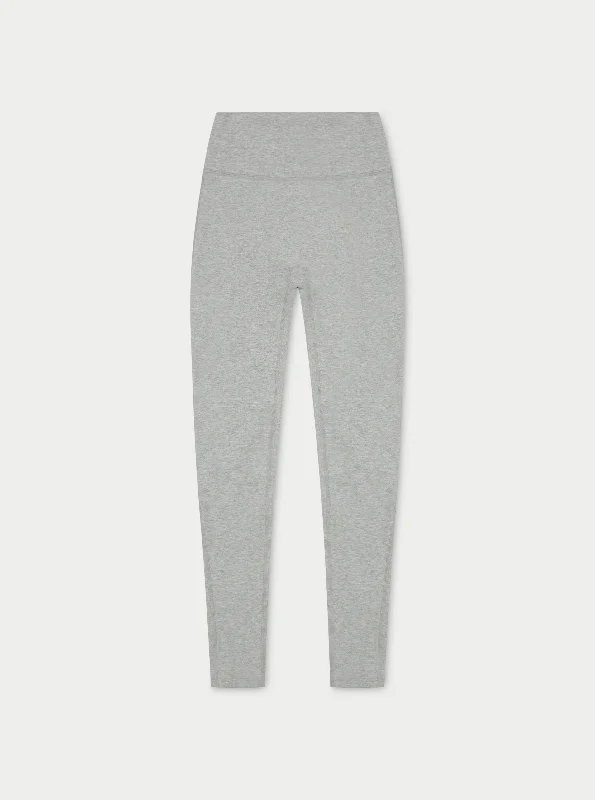 Women's High - Waisted Tight Trousers with Side Slits in Beige for a Trendy LookSOFT TOUCH EMBLEM LEGGINGS - GREY MARL