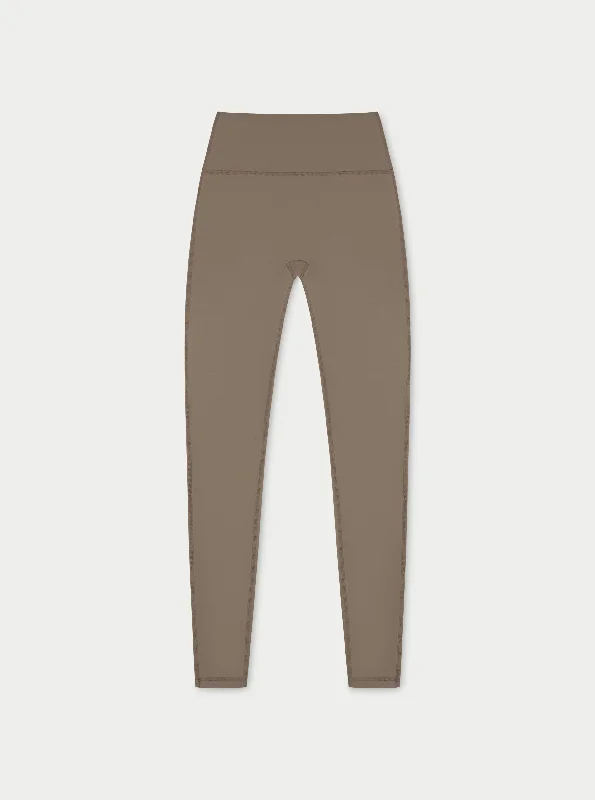 Women's High - Waisted Tight Trousers with Side Slits in Beige for a Trendy LookSCULPTING STRETCH EMBLEM LEGGINGS - COCOA