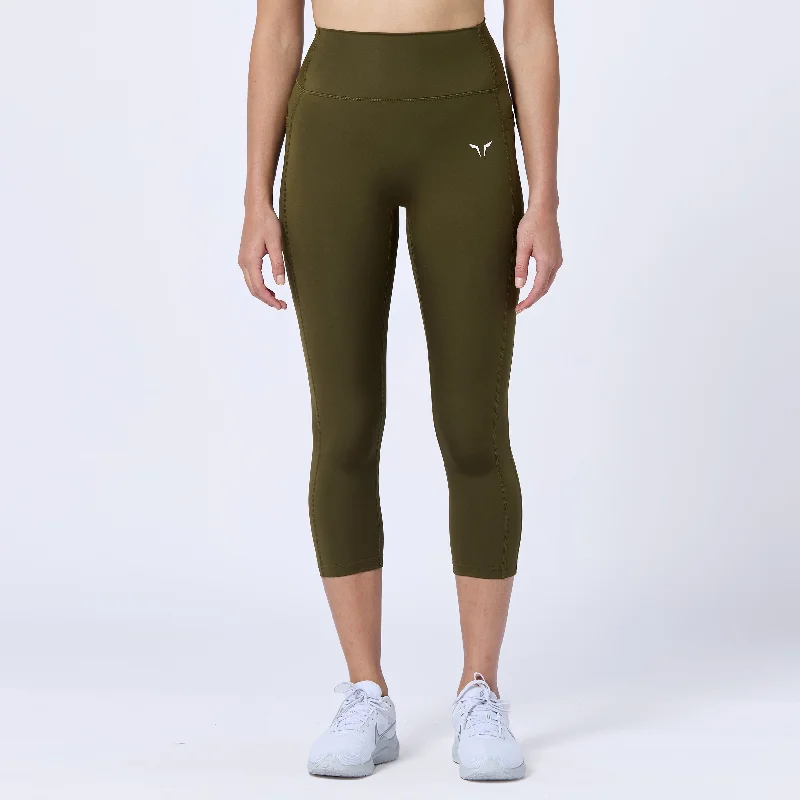 Women's Faux Leather Tight Trousers with Studded Details in Brown for an Edgy StyleEssential ACT Leggings 21" 2.0 - Dark Olive