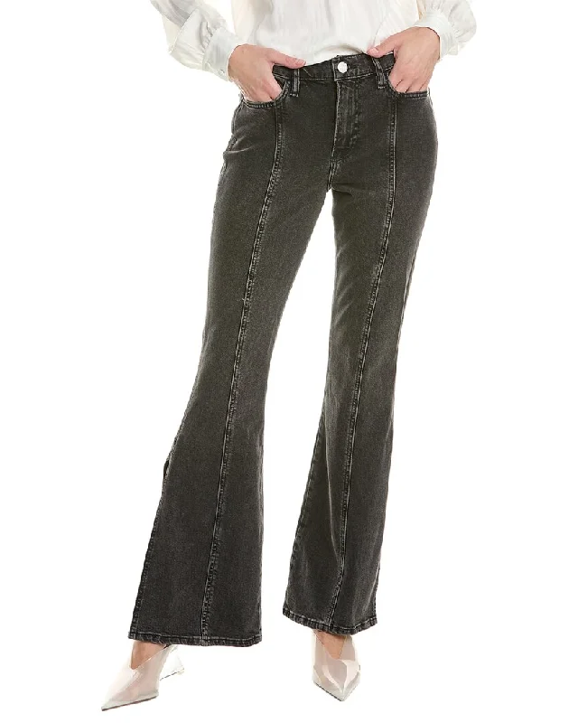 Women's Faux Leather Tight Trousers with Studded Details in Brown for an Edgy StyleFRAME Denim Pixie Le High Obsidian Flare Jean