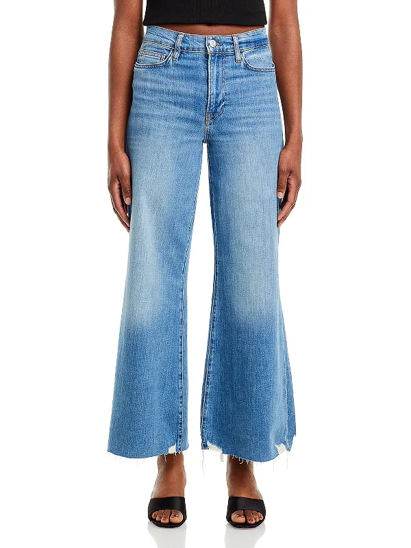 Colored women jeans in vibrant hues like red and yellowLe Palazzo Womens High Rise Denim Wide Leg Jeans