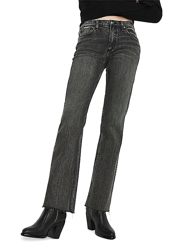 Acid - wash women jeans with a retro finishPeyton Womens Mid Rise Raw Hem Bootcut Jeans