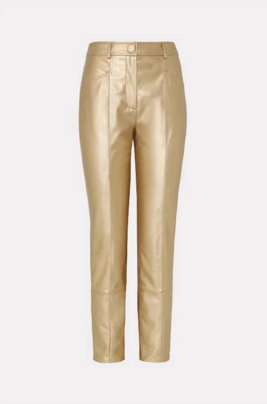 Women's Velvet Tight Trousers in Burgundy for a Luxurious and Elegant AppearanceRue Faux Leather Pants In Gold