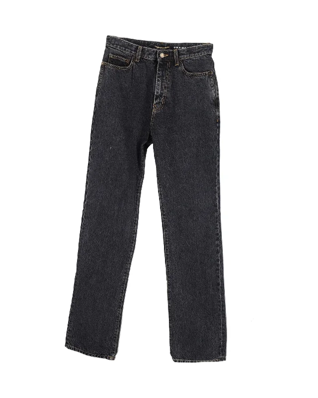 Wide - leg women jeans for a modern and relaxed vibeSaint Laurent Straight-Leg Denim Jeans in Dark Grey Cotton