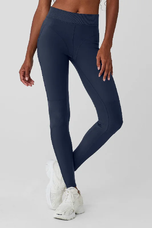 Plus Size Women's Stretch Cotton Tight Trousers in Navy for Comfortable Everyday WearAlosoft High-Waist Head Start Legging - Navy