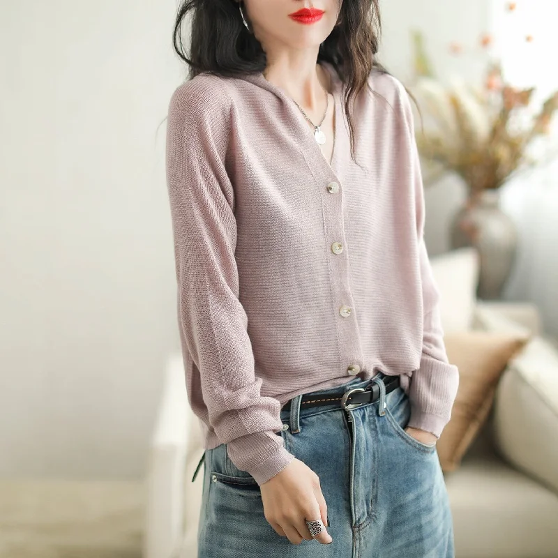 lightweight women cardigan for spring and fallAutumn Casual Fashin Knitted Cardigan