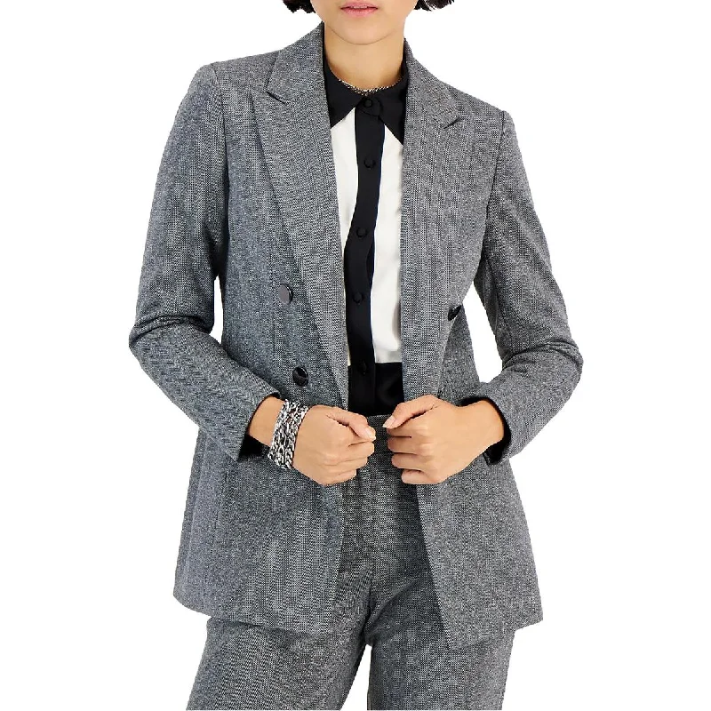 Plus Size Women's Double - Breasted Wool Blazers for Winter Office WearBar III Womens Herrinbone Metallic Open-Front Blazer