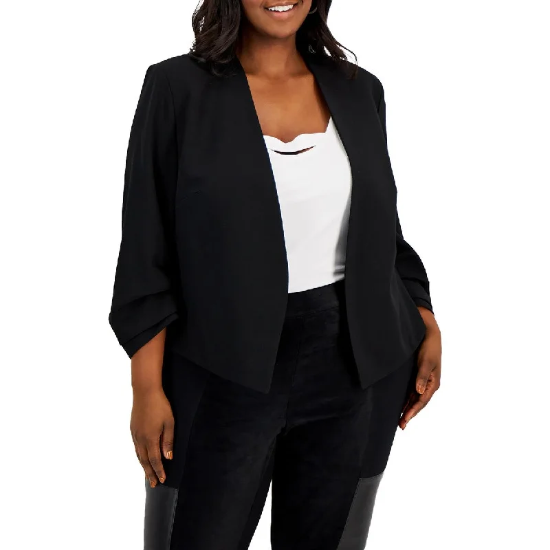 Plus Size Women's Military - Inspired Blazers with Gold Accents for a Bold LookBar III Womens Plus Textured Solid Open-Front Blazer