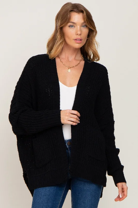 button down women cardigan with vintage buttonsBlack Chunky Knit Oversized Cardigan