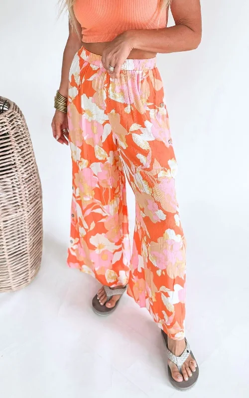 hooded women cardigan for added warmth and styleBright Floral Wide Leg Palazzo Pants