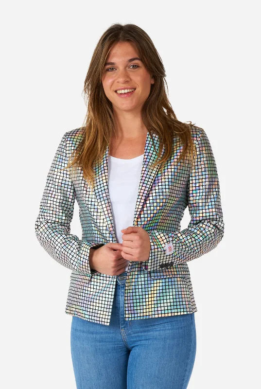 Single - Breasted Women's Tweed Blazers with Gold Buttons for a Classic LookDiscoballer