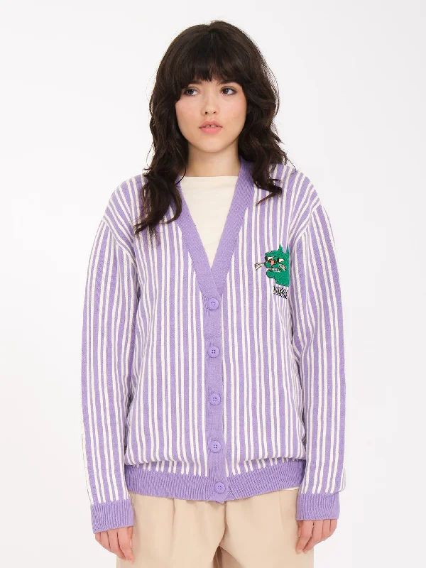 cable knit women cardigan with intricate patternsNando Von Arb Cardigan - PAISLEY PURPLE