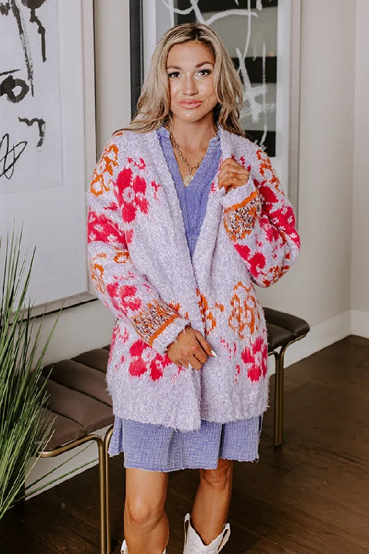 ribbed women cardigan with a classic textureFan of Floral Knit Cardigan