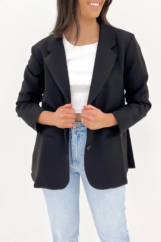 Women's Notched Lapel Blazers in Beige for a Timeless OutfitHazel Blazer Black