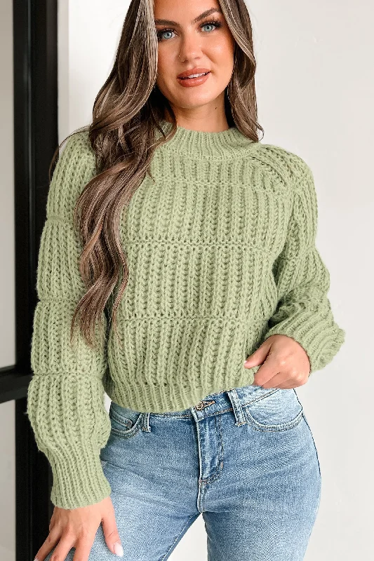 ribbed women cardigan with a classic textureHit Me With The Truth Chunky Knit Sweater (Matcha)