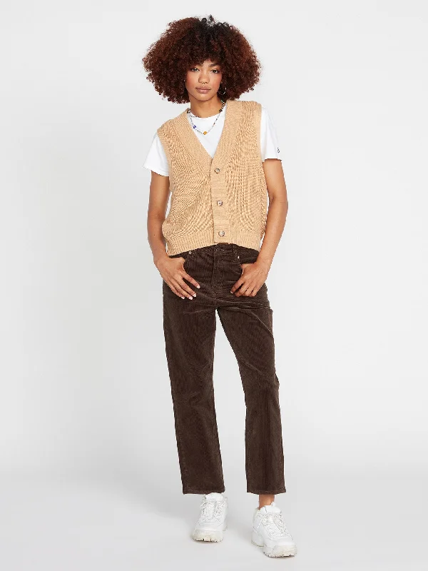 button down women cardigan with vintage buttonsIn Vestible Sweater - HAZELNUT