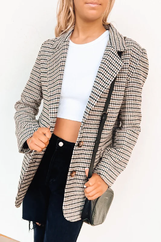 Oversized Women's Checkered Blazers in Black and White for a Trendy StyleKensley Blazer Multi