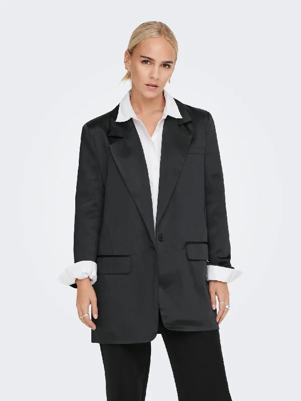 Plus Size Women's Faux Fur - Trimmed Blazers in Black for a Luxurious LookLana-Mayra Blazer - Black