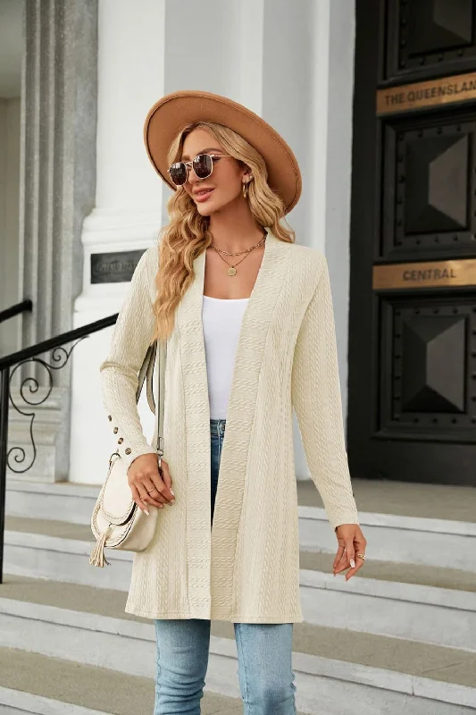 plus size women cardigan for comfortable layeringLong Sleeve Open Front Cardigan