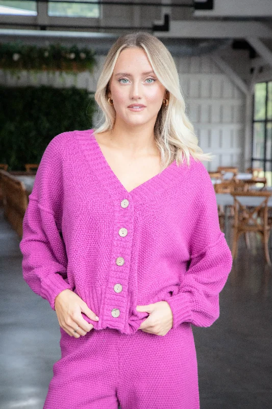 plus size women cardigan for comfortable layeringMilena Waffle Knit Cardigan, Berry