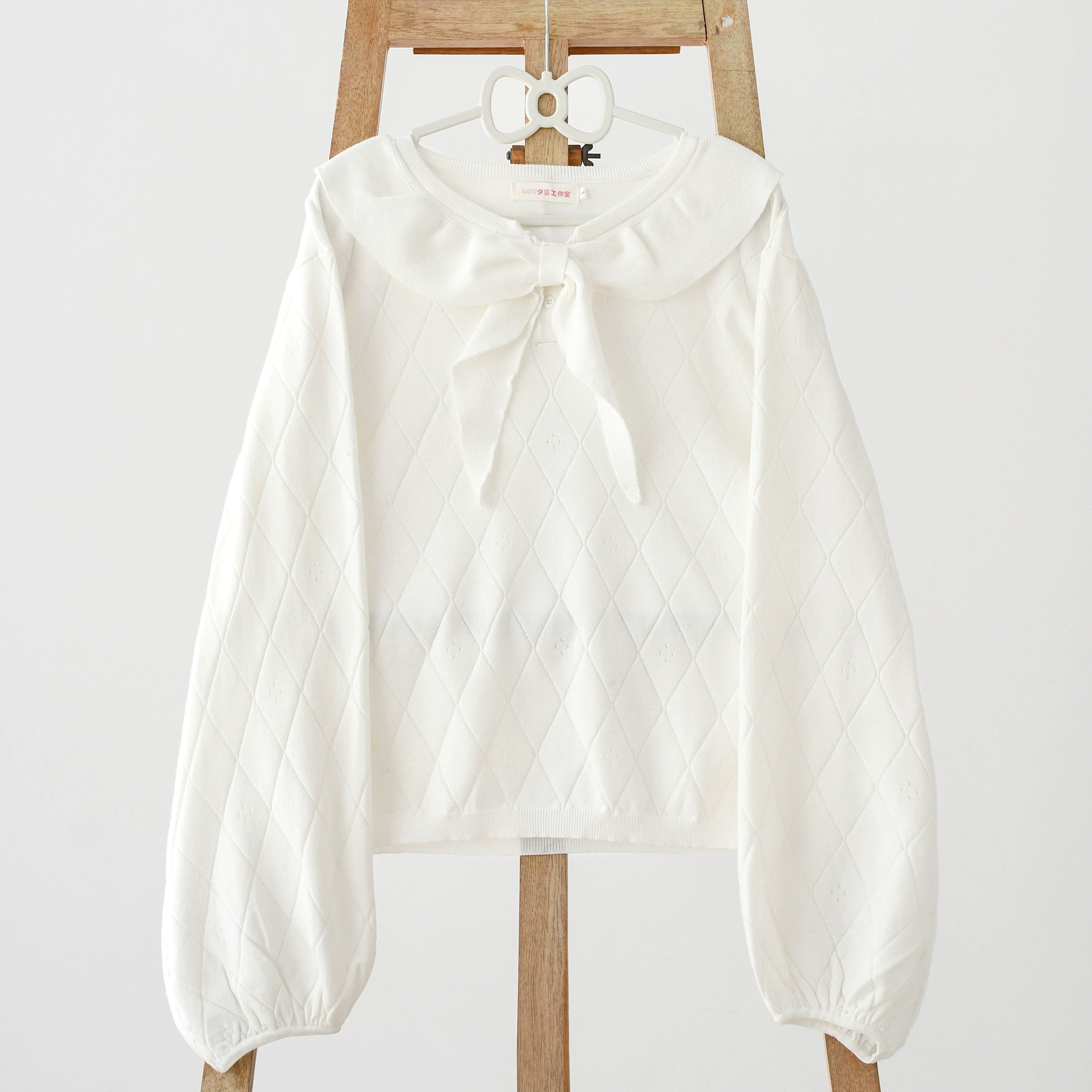 cropped women cardigan to pair with high - waisted jeansSailor's Collar Pullover Knit Sweater