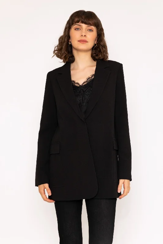 Plus Size Women's Military - Inspired Blazers with Gold Accents for a Bold LookSingle-breasted Buckle Blazer in Black