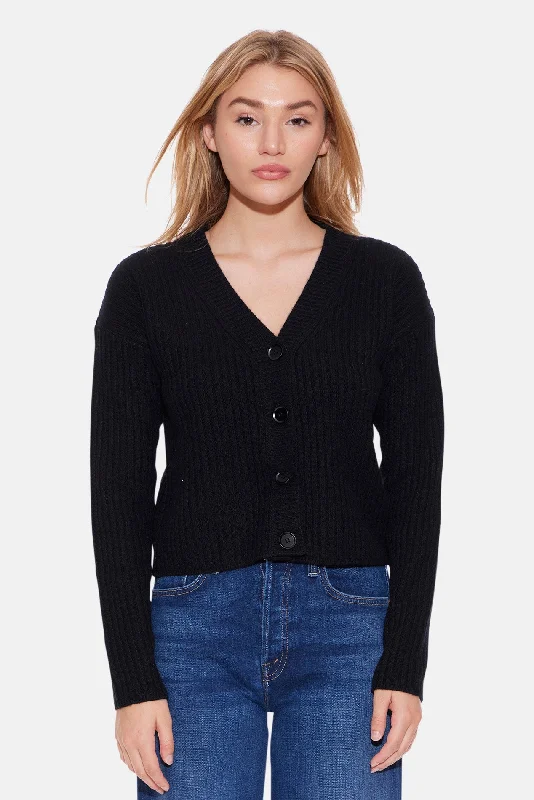 cashmere blend women cardigan for a luxurious feelBeatrice Ribbed Cardigan Black