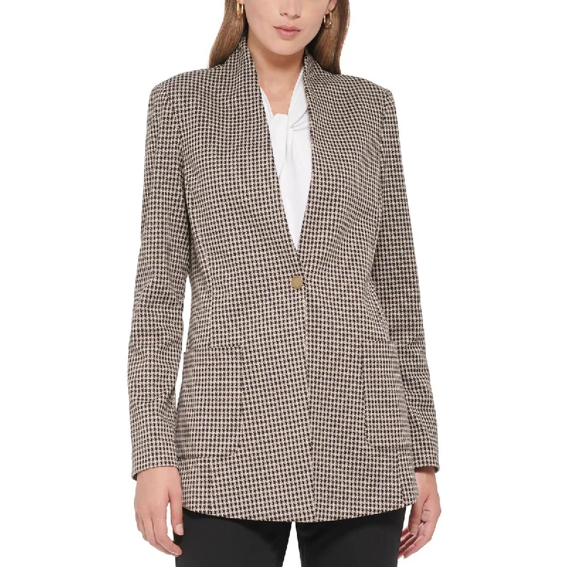 Single - Breasted Women's Corduroy Blazers in Mustard Yellow for an Autumn VibeTommy Hilfiger Womens Houndstooth Knit One-Button Blazer