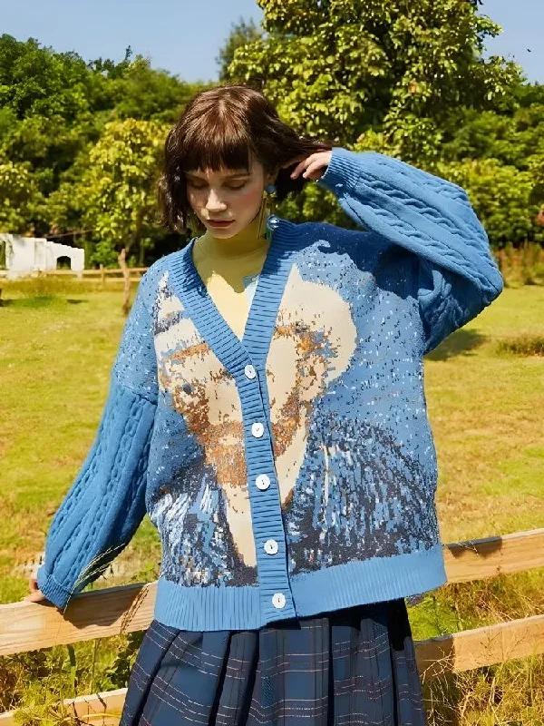 cashmere blend women cardigan for a luxurious feelVan Gogh Self Portrait Cardigan