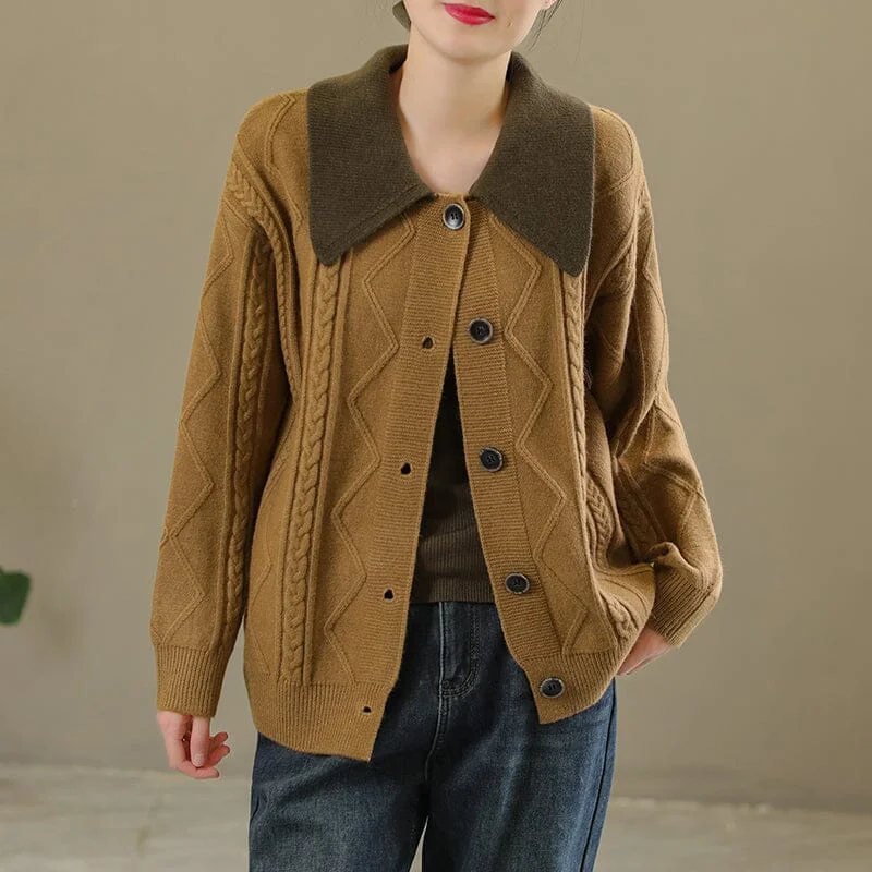 oversized women cardigan for a trendy and cozy lookWomen Spring Casual Knitted Patchwork Cardigan