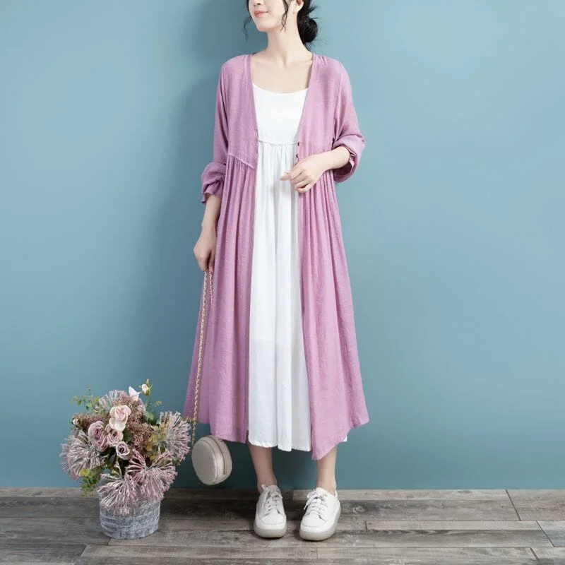 cashmere blend women cardigan for a luxurious feelWomen Spring Retro Casual Thin Cotton Linen Cardigan