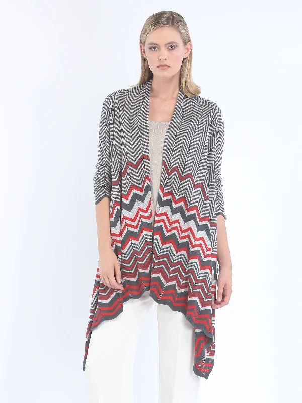 lightweight women cardigan for spring and fallZig-Zag Sleeved Wrap Cardigan