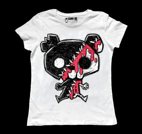 Embroidered Women T Shirt with Intricate DetailsMy Bloody Bear Women White Tshirt