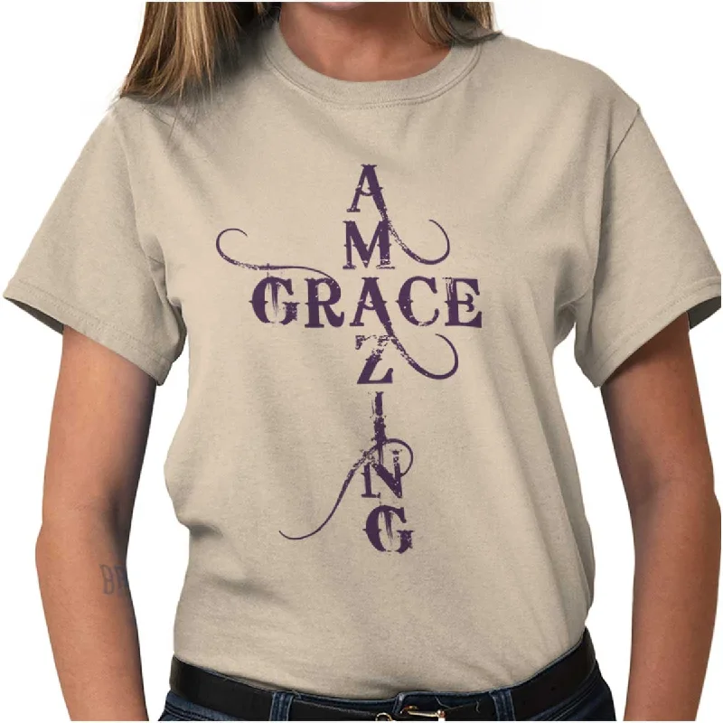 Moisture - Wicking Women T Shirt for Active LifestylesAmazing Grace Script T Shirt