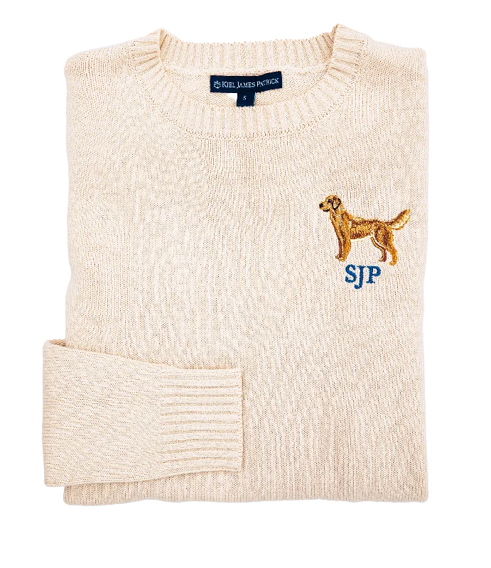 Boat Neck Women's Merino Wool Sweaters in Neutral ShadesAmerican Retriever Monogram Sweater (Women's)