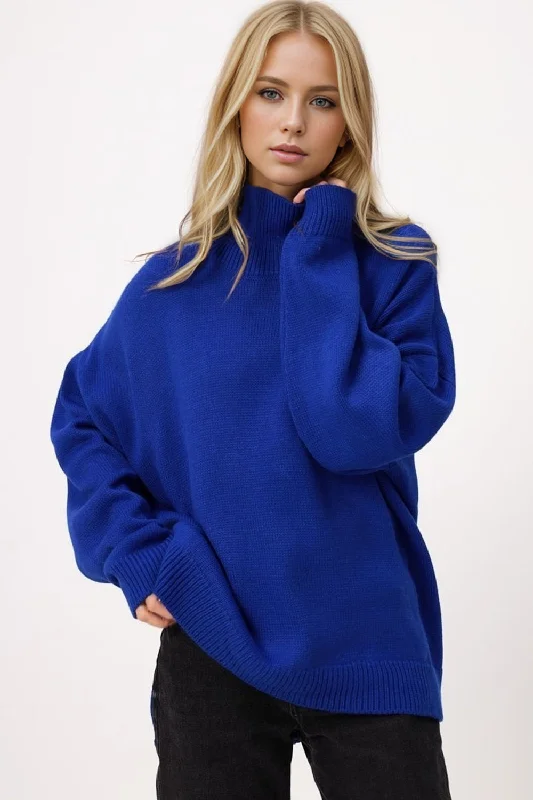 V - Neck Women's Ribbed Wool Sweaters for FallBasic Bae Side Slit Turtleneck Long Sleeve Sweater