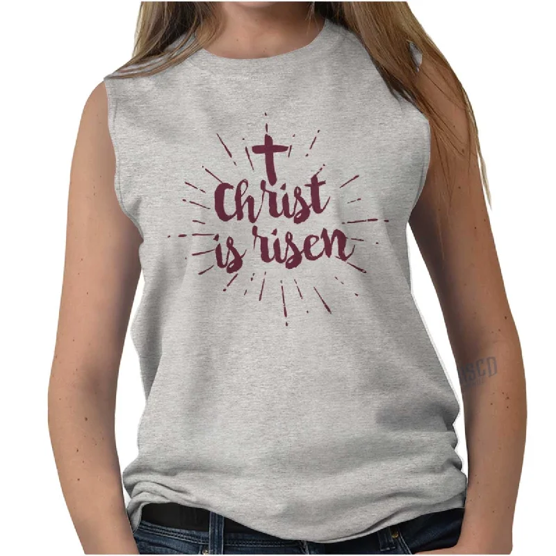 Graphic Print Women T Shirt for a Trendy StatementChrist Risen Sleeveless T-Shirt