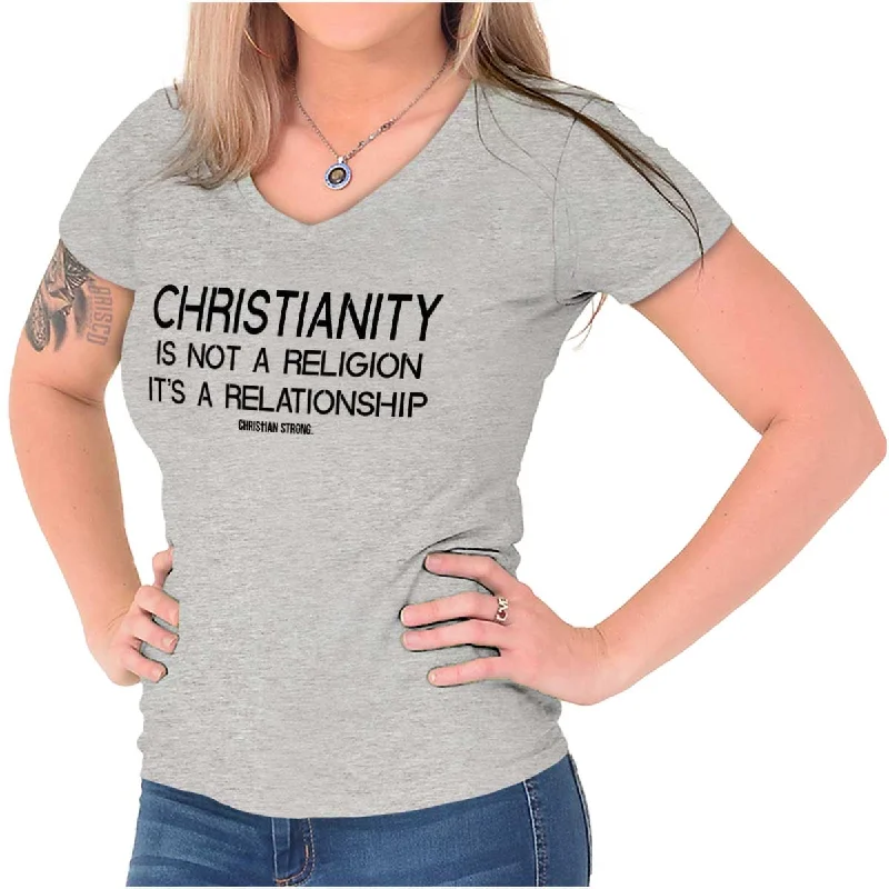 Puff Sleeve Women T Shirt for a Fashion - Forward LookChristianity Junior Fit V-Neck T-Shirt