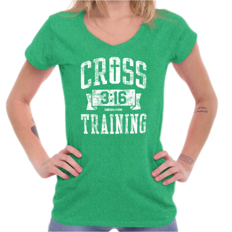 Sequined Women T Shirt for a Sparkly Night OutCross Training Jesus Junior Fit V-Neck T Shirt