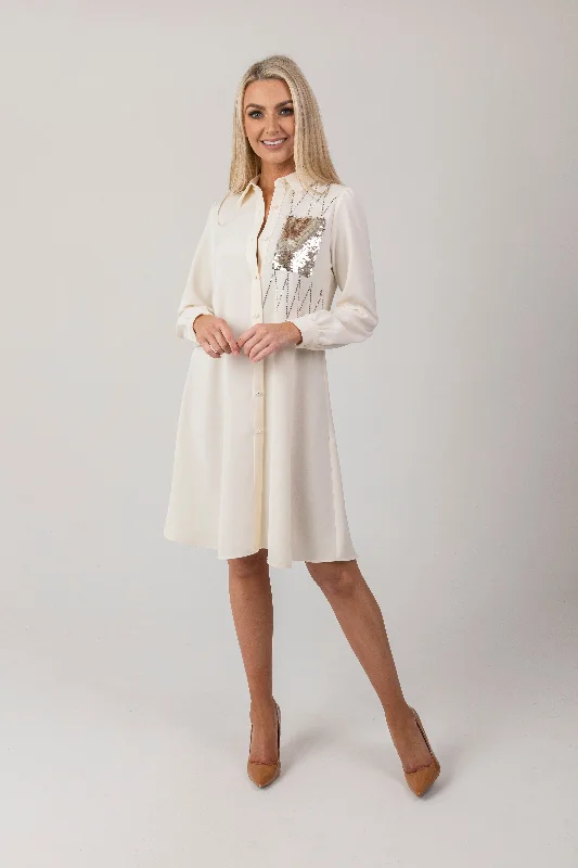 Plus Size Women's Belted Cable Knit SweatersDakota embellished shirt dress