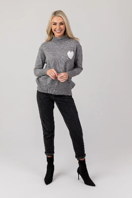 High - Low Hem Women's Cashmere - Blended SweatersHeart polo sweater