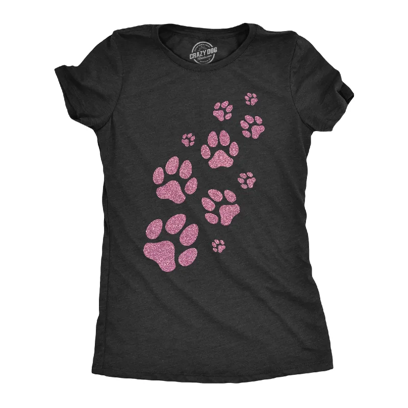 Striped Women T Shirt in a Classic PatternGlitter Dog Paw Prints Women's T Shirt