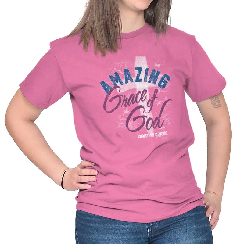 Ringer T Shirt Women with Retro - Inspired StripesGrace of God T Shirt