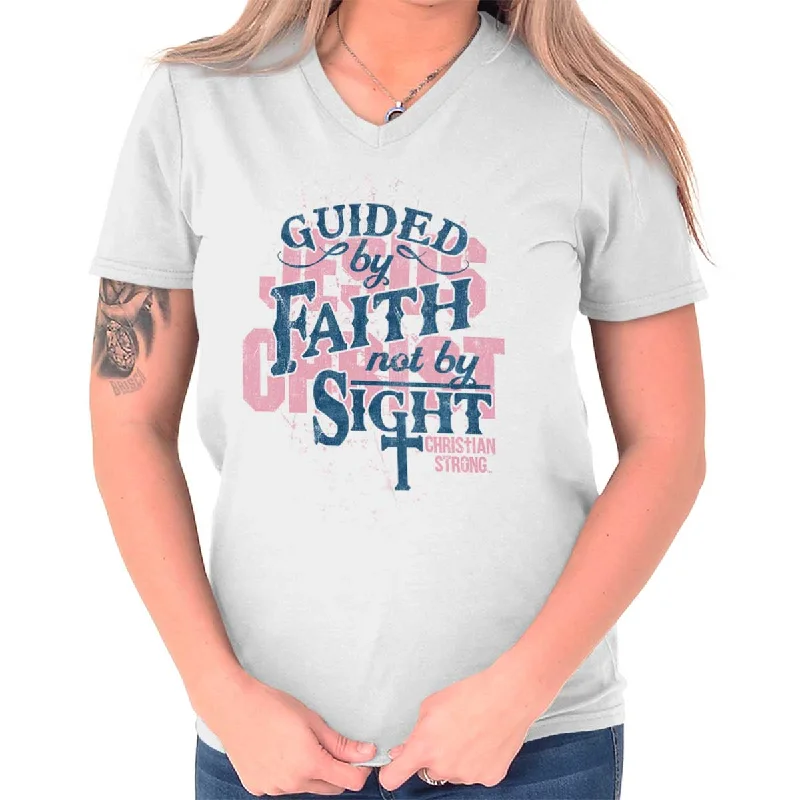 Striped Women T Shirt in a Classic PatternGuided by Faith V-Neck T-Shirt