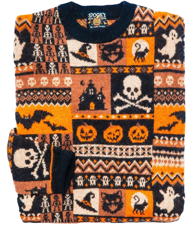 Cropped Women's Angora Blend Sweaters for a Trendy LookHalloween Patchwork Sweater