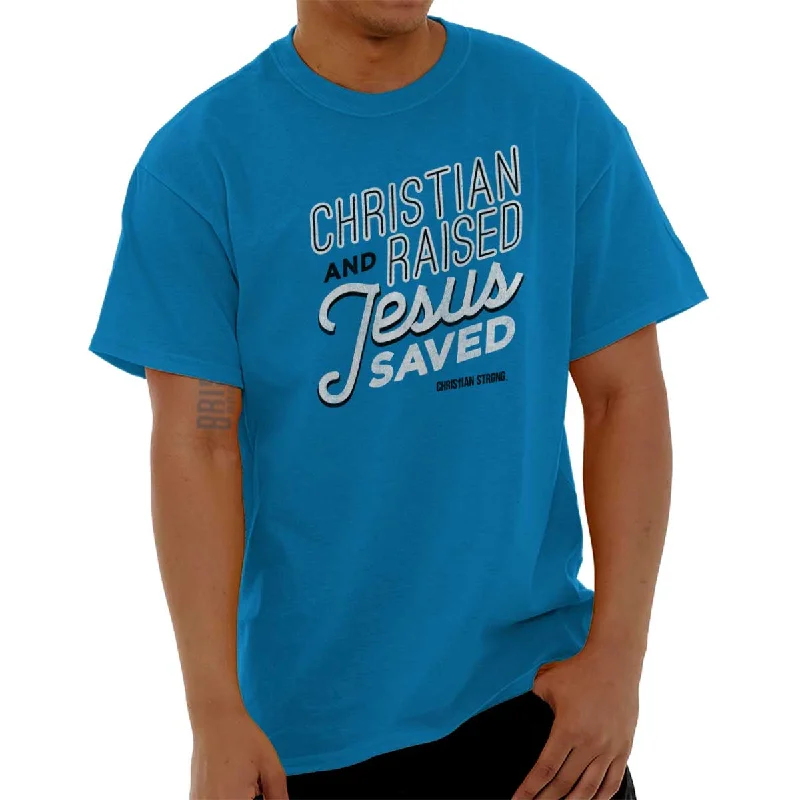 Embroidered Women T Shirt with Intricate DetailsRaised Jesus Saved T Shirt