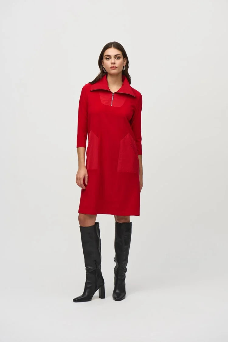 Plus Size Women's Ruffled Hem Sweaters in Floral PrintsJoseph Ribkoff Lipstick Red SIlky Knit And Memory Straight Dress