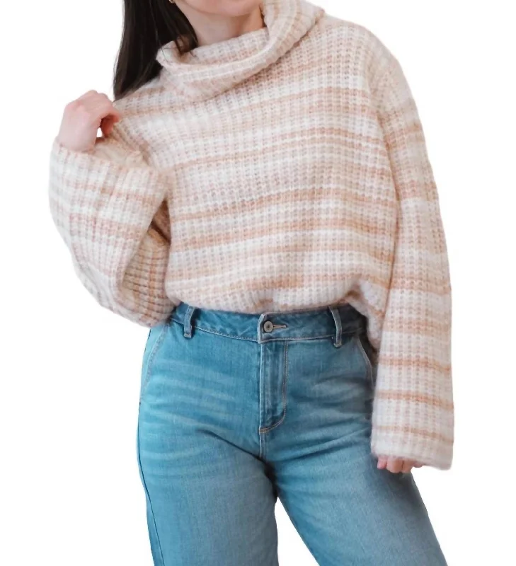 Mock Neck Women's Alpaca Wool Sweaters in Earth TonesLoretta Turtleneck Sweater In Cream